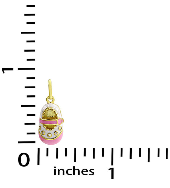 Load image into Gallery viewer, Jewelry Baby Bootie Mary Jane Shoe White &amp;amp; Pink Enamel Only Charm Pendant In 925 Sterling Silver
