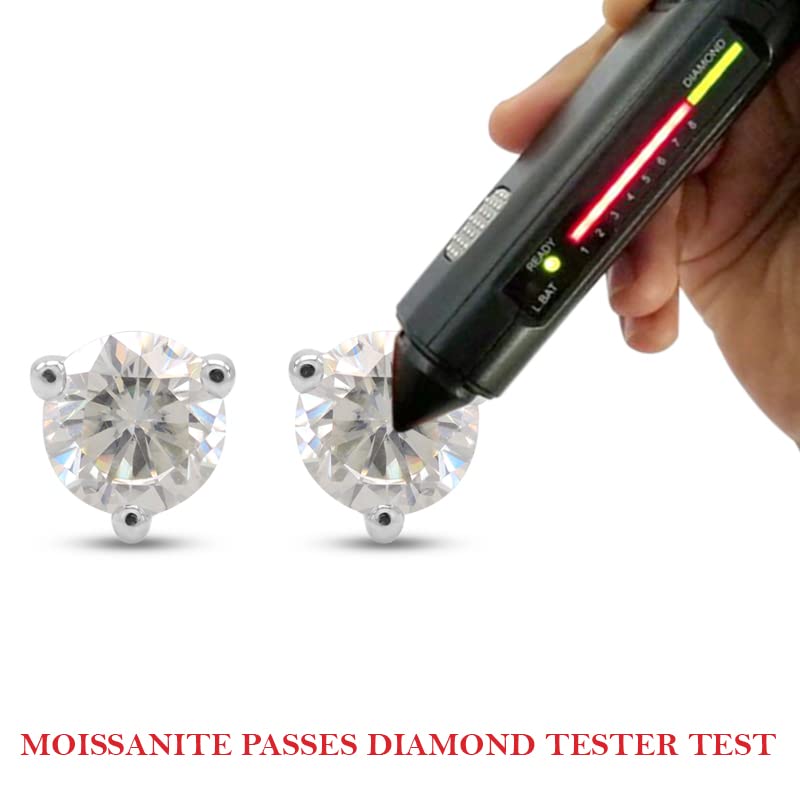 1 1/2 Carat 6MM Round Cut Lab Created Moissanite Diamond Solitaire Stud Earrings In 10K Or 14K Solid Gold (1.50 Cttw)