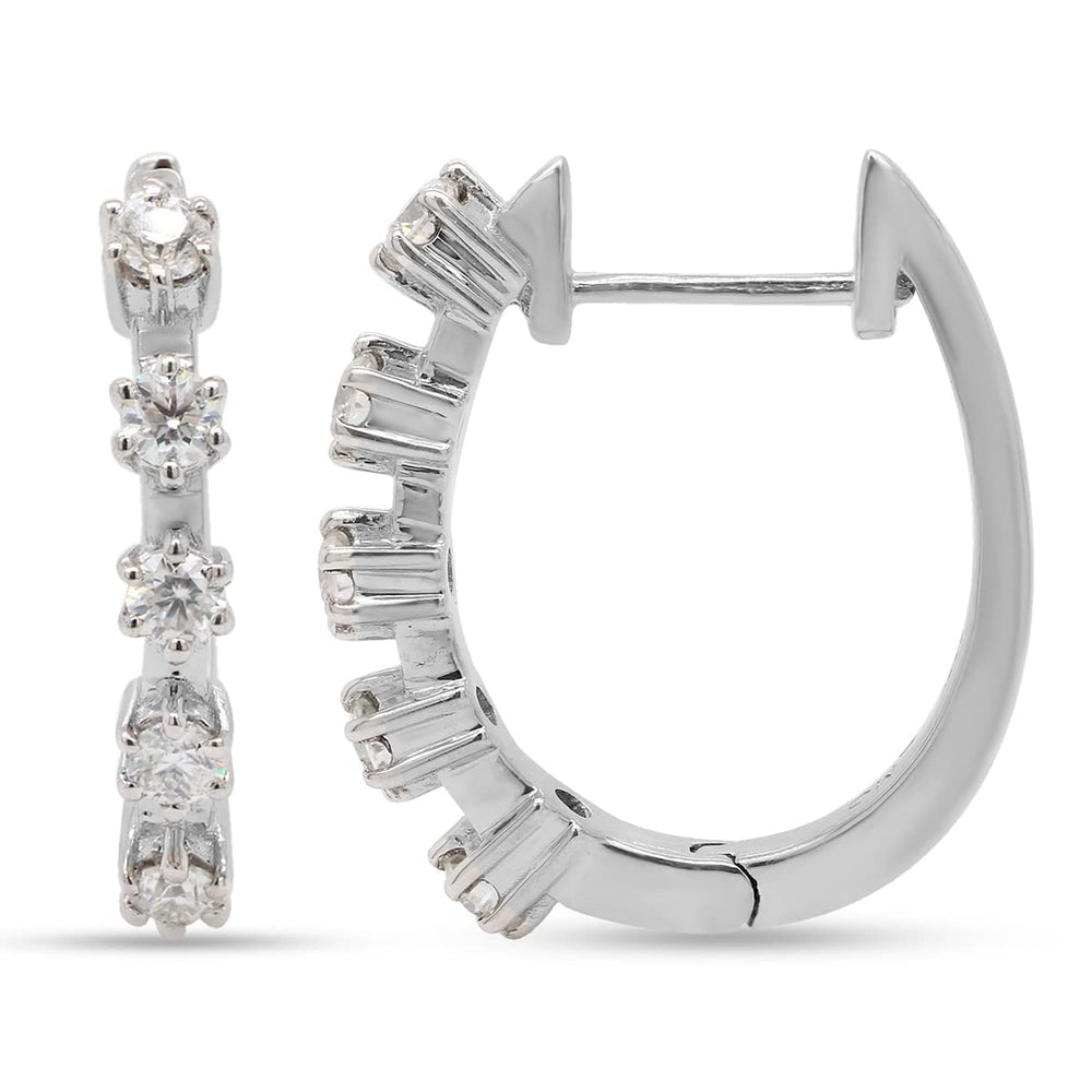 
                      
                        1/2 Carat Round Cut Lab Created Moissanite Diamond Five Stone Hoop Earrings For Women In 10K Or 14K Solid Gold (0.50 Cttw)
                      
                    