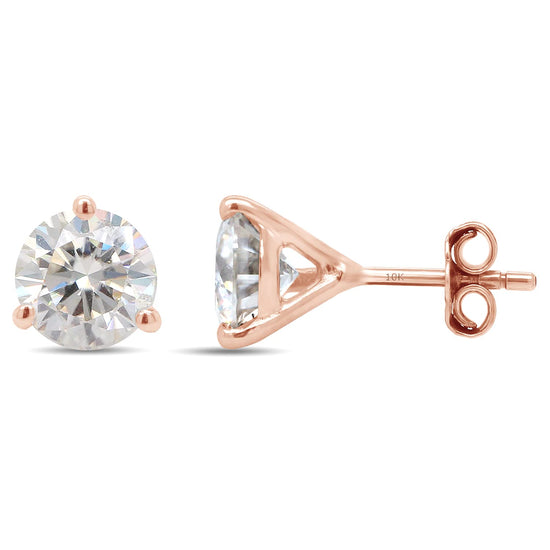 6.5MM Round Cut Lab Created Moissanite Diamond Solitaire Stud Earrings In 10K Or 14K Solid Gold (1.80 Cttw)