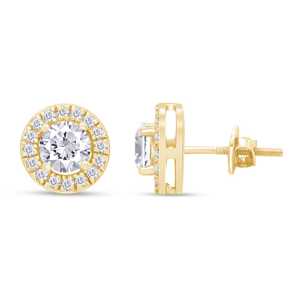 
                      
                        1.60 Carat Round Cut Lab Created Moissanite Diamond Halo Stud Earrings In 10k Or 14k Solid Gold Jewelry For Women
                      
                    