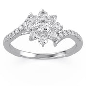 Floral Style Bypass Promise Lab Grown Diamond Ring