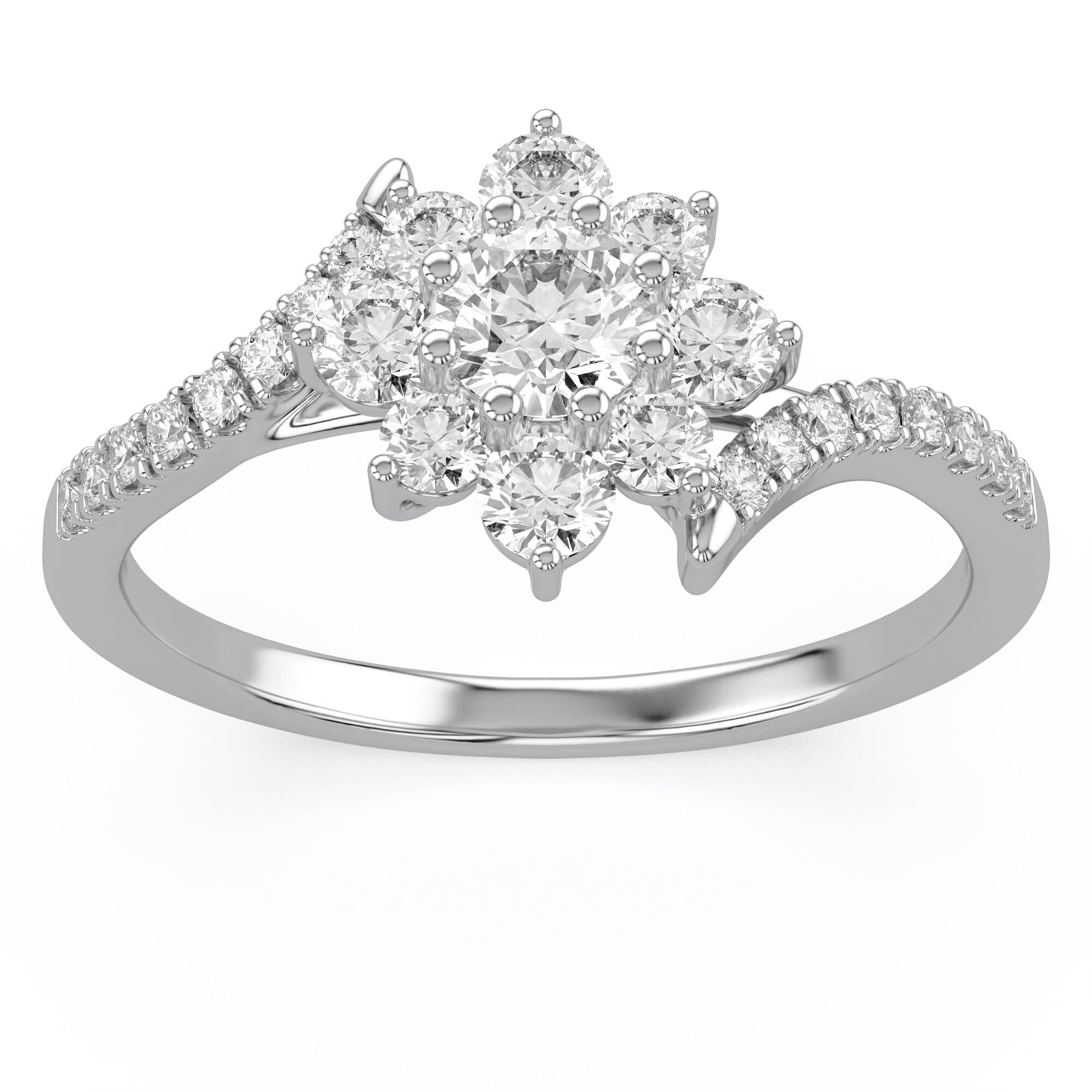 Floral Style Bypass Promise Lab Grown Diamond Ring