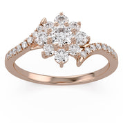 Floral Style Bypass Promise Lab Grown Diamond Ring