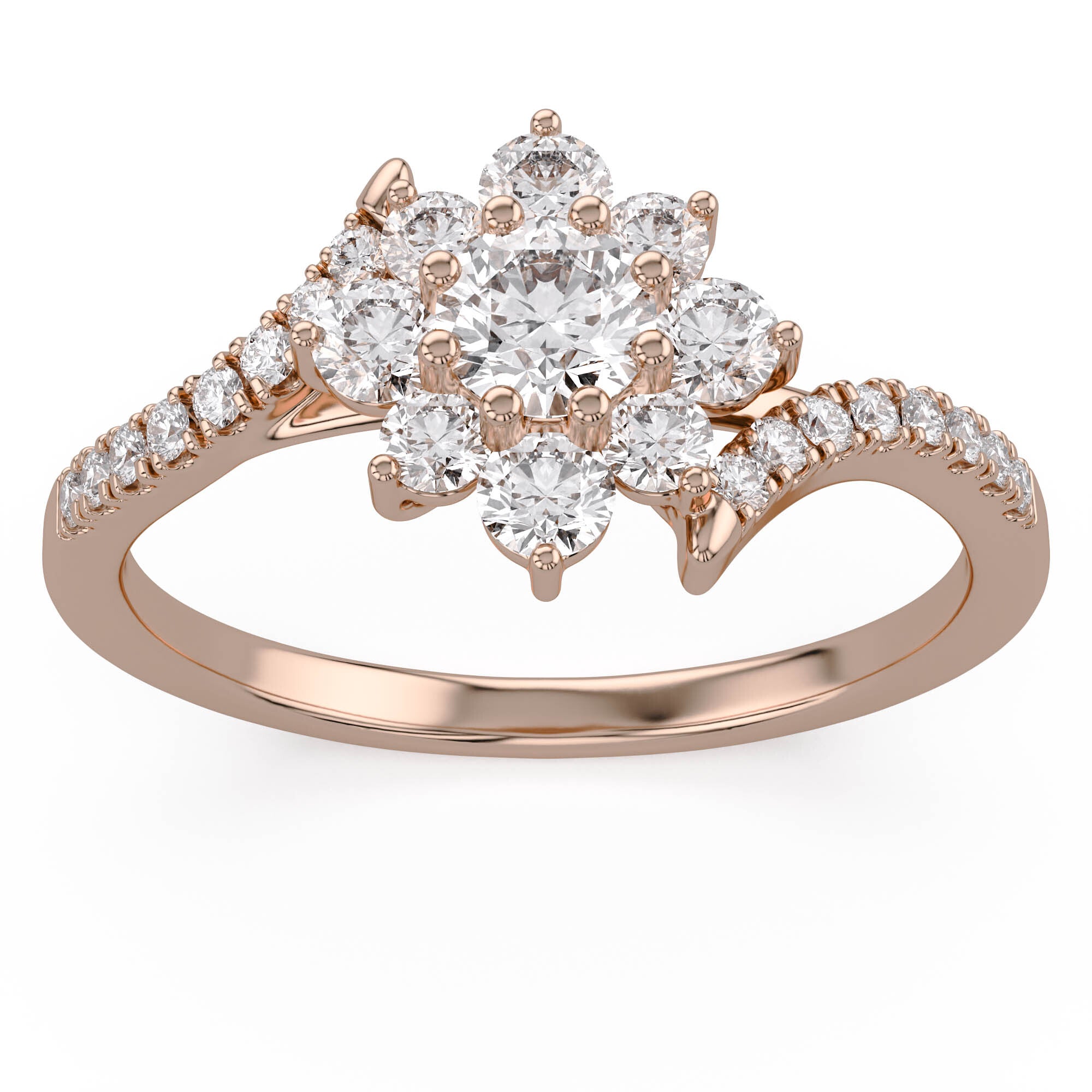 Floral Style Bypass Promise Lab Grown Diamond Ring