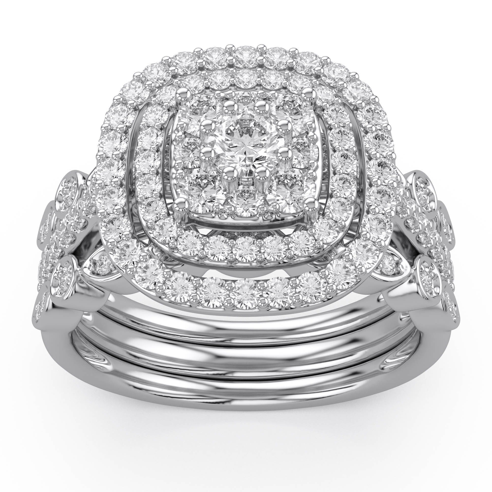 Art Deco Vintage Trio Set Lab Grown Diamond Ring