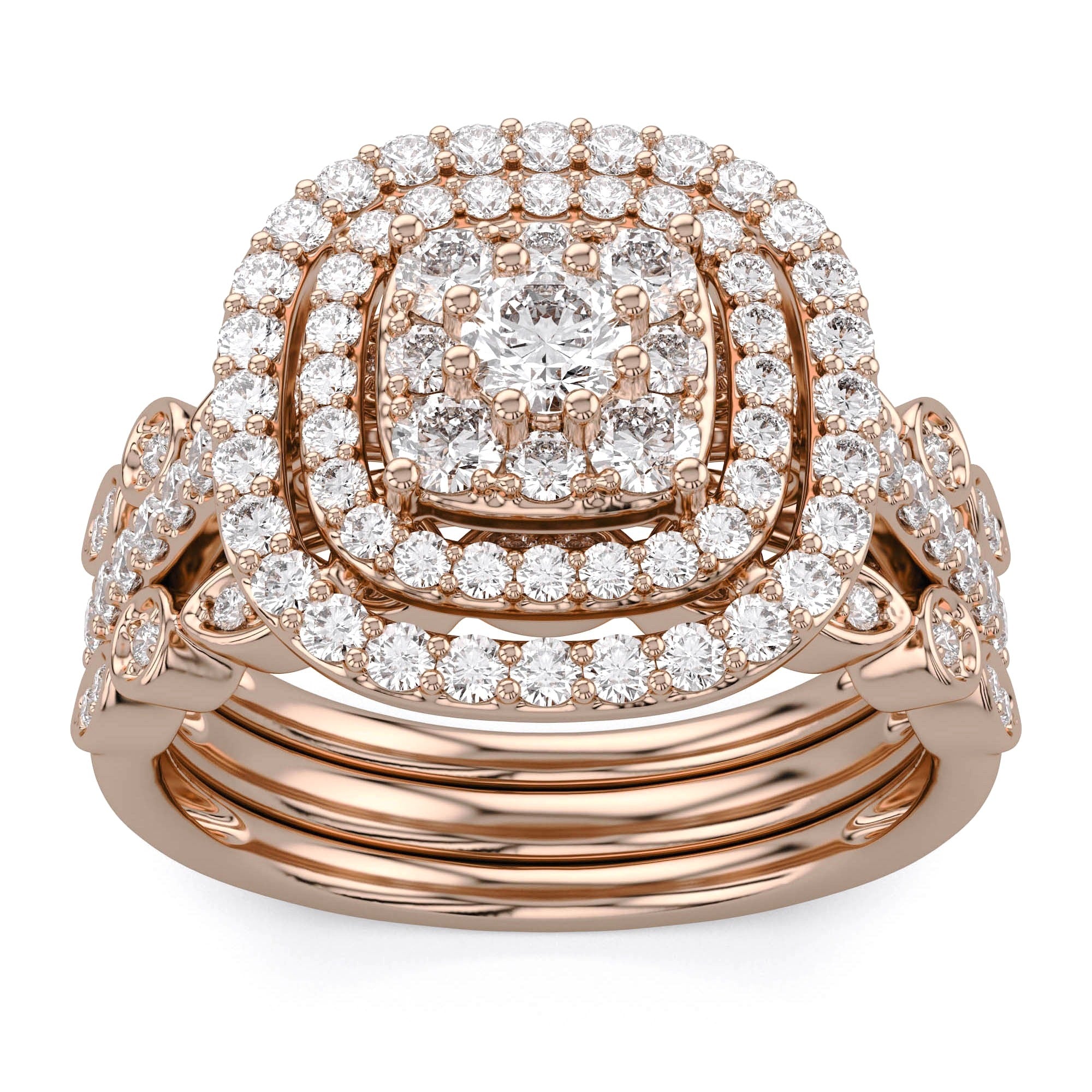 Art Deco Vintage Trio Set Lab Grown Diamond Ring