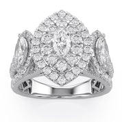 Marquise Cut Halo Engagement Lab Grown Diamond Ring