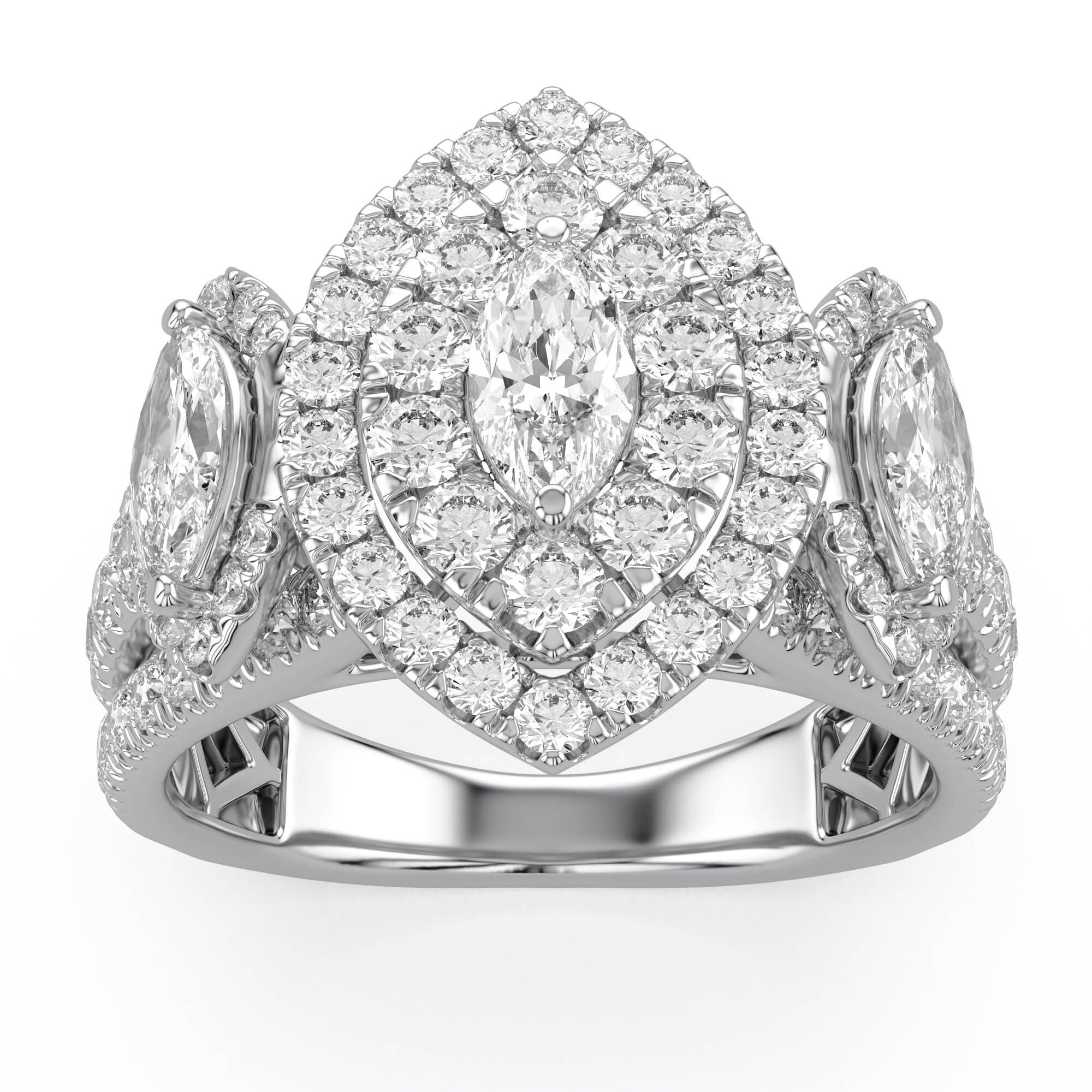Marquise Cut Halo Engagement Lab Grown Diamond Ring