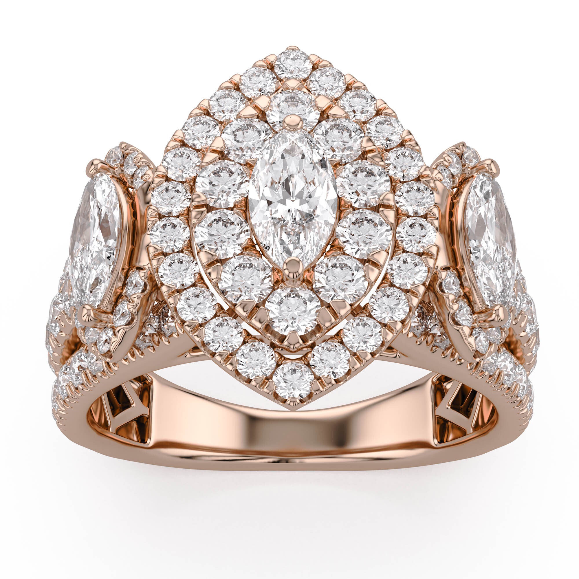 Marquise Cut Halo Engagement Lab Grown Diamond Ring