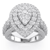 Double Halo Teardrop Engagement Lab Grown Diamond Ring