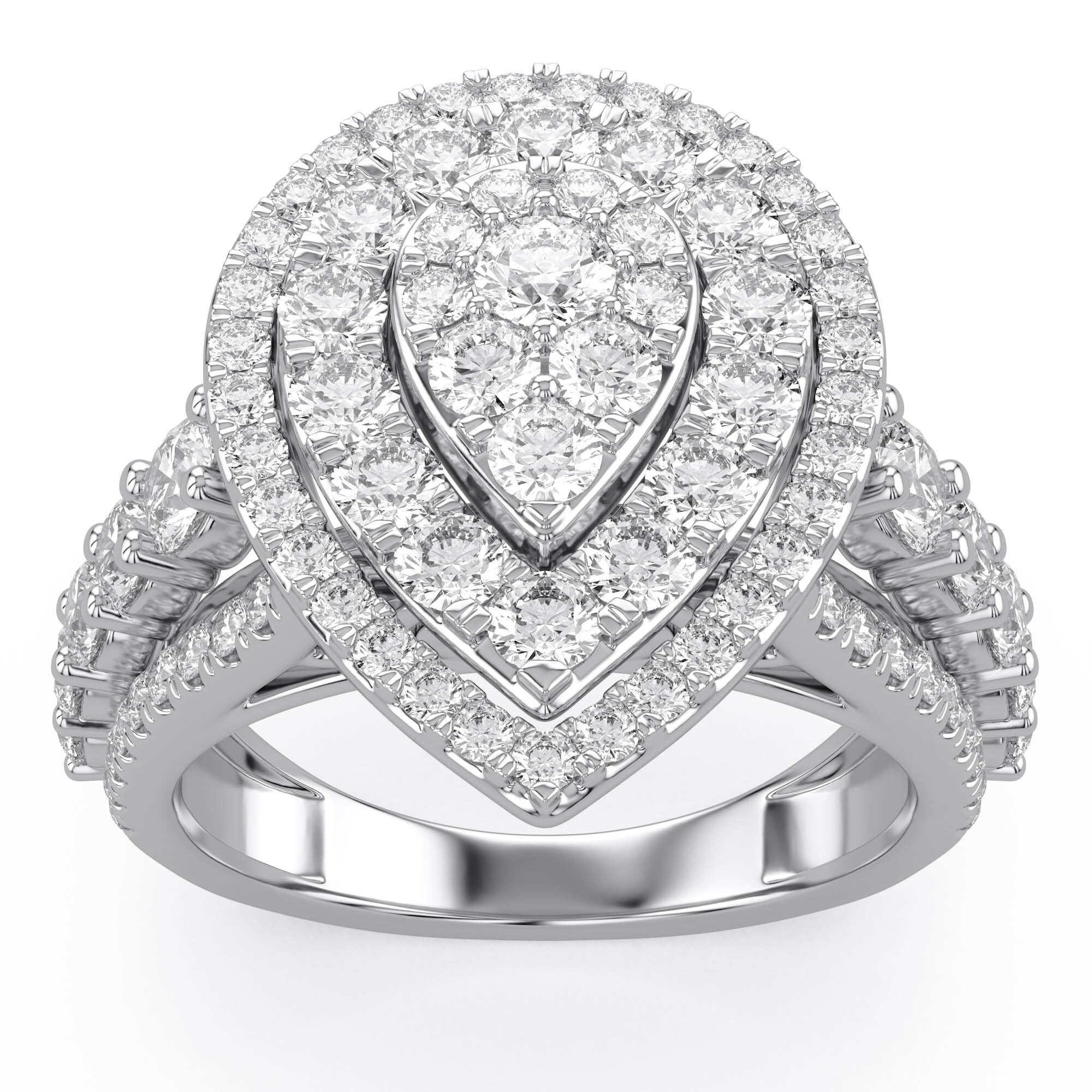 Double Halo Teardrop Engagement Lab Grown Diamond Ring