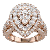 Double Halo Teardrop Engagement Lab Grown Diamond Ring