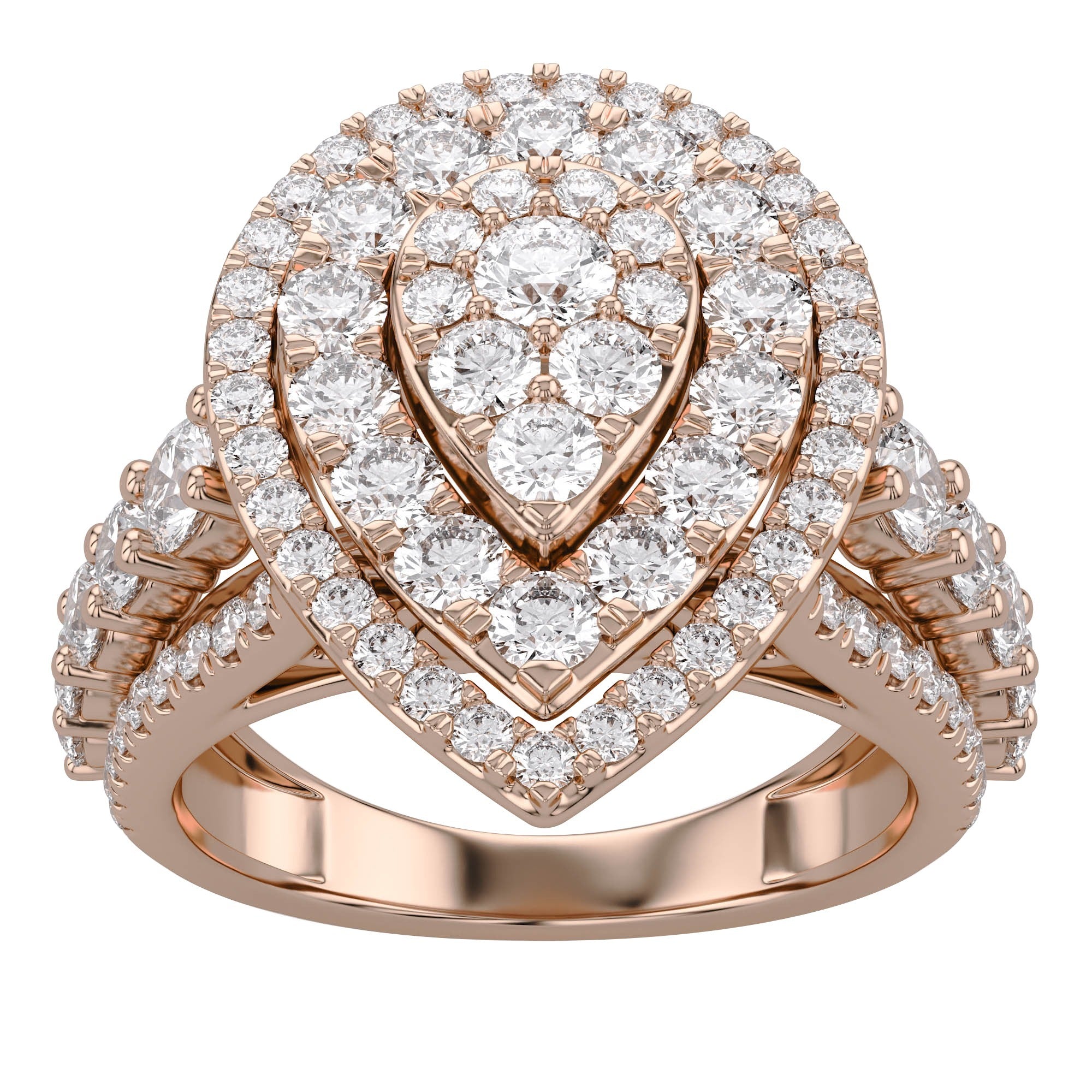 Double Halo Teardrop Engagement Lab Grown Diamond Ring