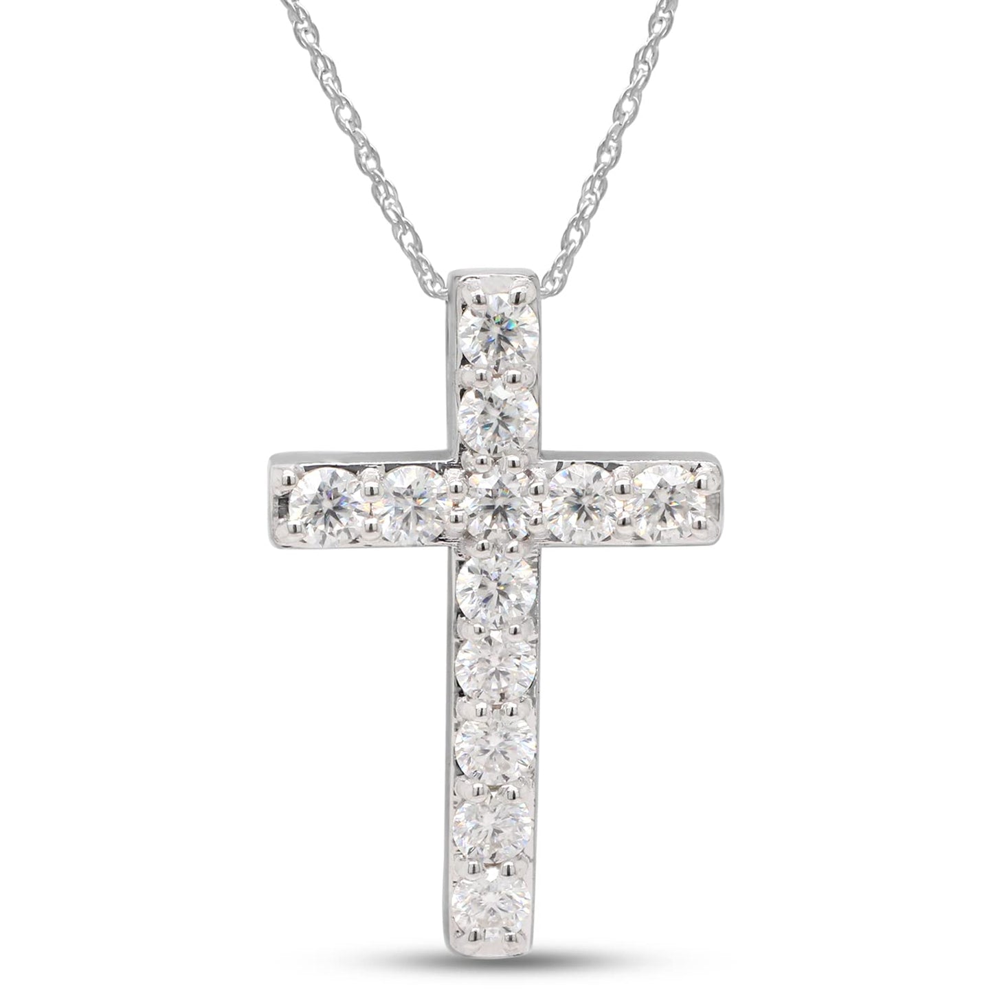 1 1/10 Carat Lab Created Moissanite Diamond Cross Pendant Necklace For Women & Men In 10K Solid Gold (1.10 Cttw)