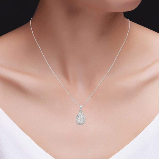 1/2 Carat Lab Created Moissanite Diamond Teardrop Necklace in 10K or 14K Solid Gold For Women (0.50 Cttw)
