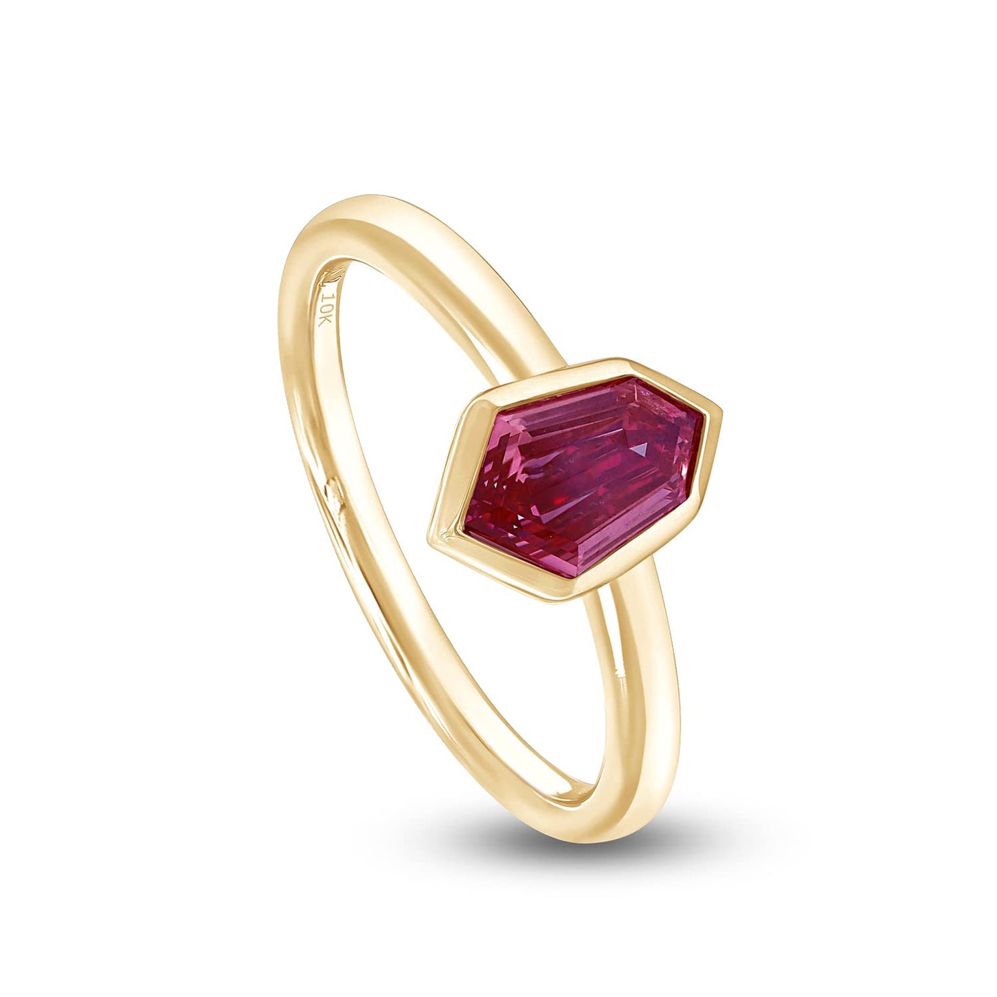 0.85 Carat Kite Shape Pink IGI Certified Lab Grown Diamond Bezel Set Solitaire Engagement Wedding Ring For Women In 10K Or 14K Solid Gold