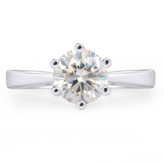 1.00 Carat 6.5MM Round Cut Lab Created Moissanite Diamond Solitaire Engagement Ring For Women In 925 Sterling Silver