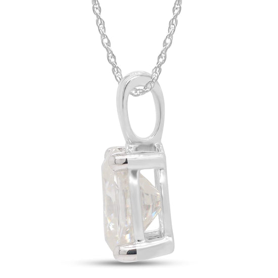 2 2/5 Carat Lab Created Moissanite Diamond Solitaire Pendant Necklace in 10K or 14K Solid Gold For Women (2.40 Cttw)