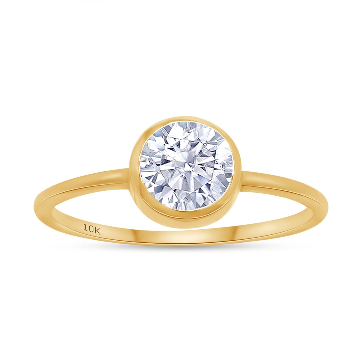 IGI Certified Lab Grown Diamond Engagement Ring (10K/14K Solid Gold) Round Shape Bezel Set Solitaire Promise Rings For Women Jewelry (0.66 Cttw)