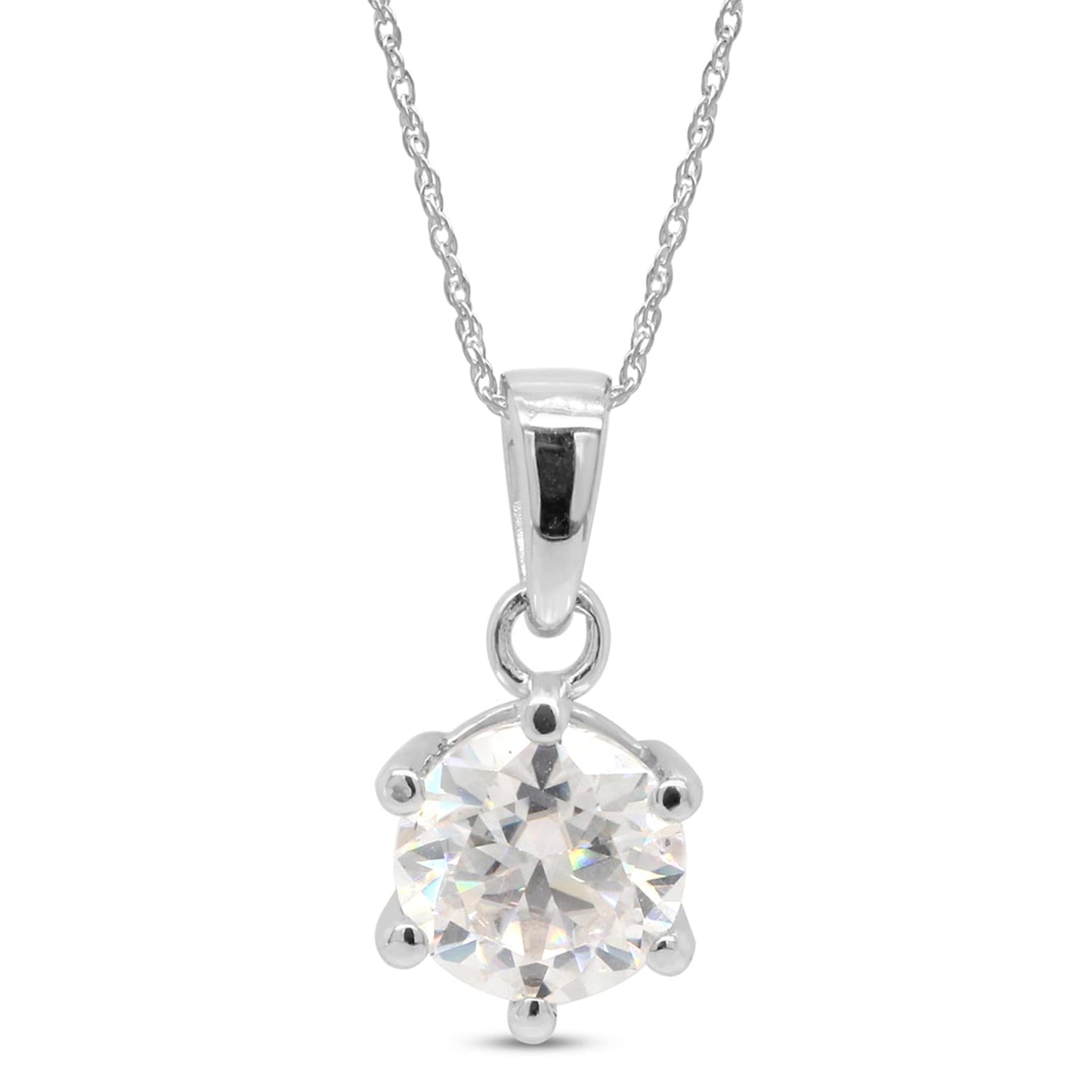 Load image into Gallery viewer, 1 Carat Round Cut 6.5MM Lab Created Moissanite Diamond Solitaire Pendant Necklace In 925 Sterling Silver (1 Cttw)
