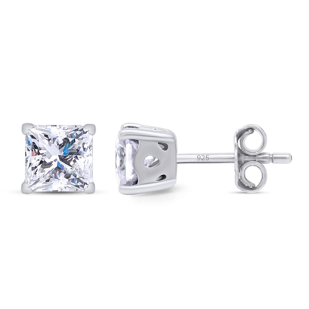 1 Carat Princess Cut Lab Created Moissanite Diamond Solitaire Stud Earrings In 925 Sterling Silver For Women