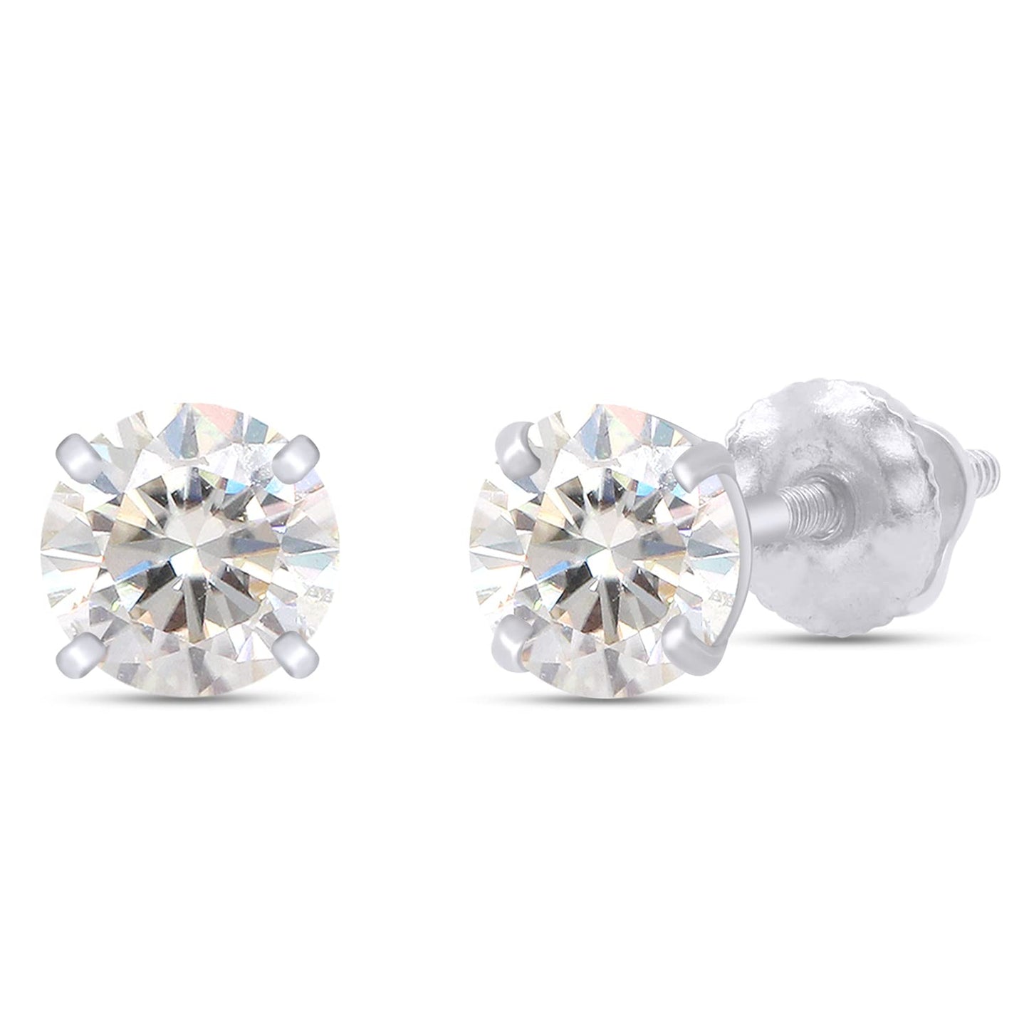 4/5 Carat Lab Created Moissanite Diamond Screw Back Stud Earrings In 925 Sterling Silver (0.80 Cttw)