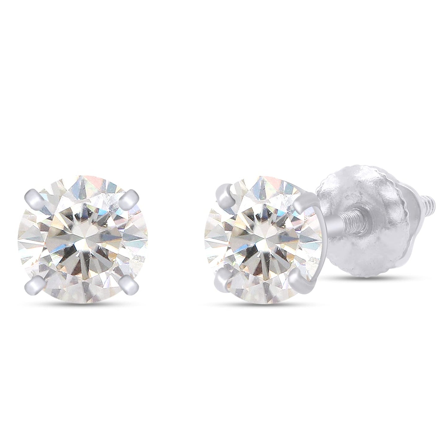 Load image into Gallery viewer, 4/5 Carat Lab Created Moissanite Diamond Screw Back Stud Earrings In 925 Sterling Silver (0.80 Cttw)
