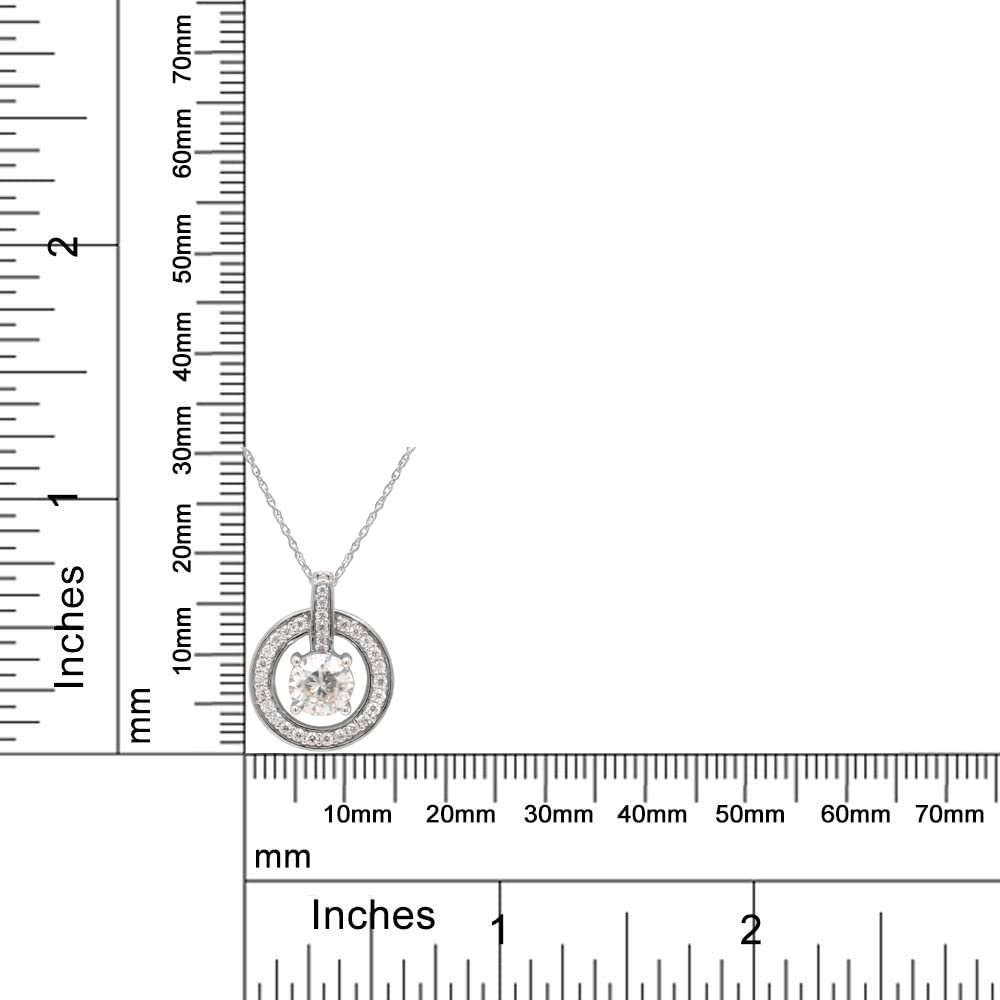 1 1/4 Carat Lab Created Moissanite Diamond Circle Drop Pendant Necklace in 10K or 14K Solid Gold For Women (1.25 Cttw)