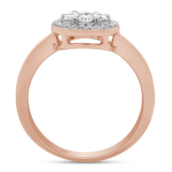 0.50 Carat Round Cut Lab Created Moissanite Diamond Cluster Engagement Ring Jewelry for Women in 925 Sterling Silver