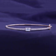 Emerald & Round White Cubic Zirconia Tennis Bangle Bracelet