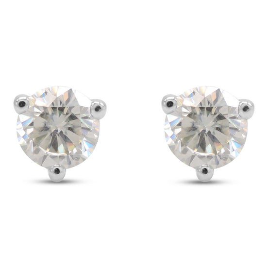 1 1/2 Carat 6MM Round Cut Lab Created Moissanite Diamond Solitaire Stud Earrings In 10K Or 14K Solid Gold (1.50 Cttw)