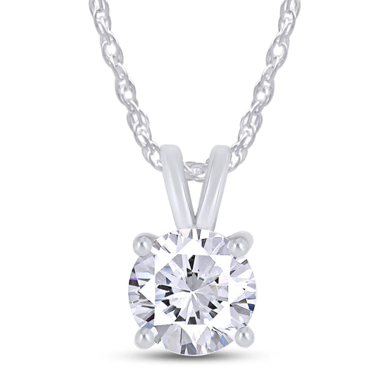 3.5MM to 6MM Round Cut Lab Created Moissanite Diamond Solitaire Pendant Necklace In 925 Sterling Silver (0.16 to 0.75 Cttw)