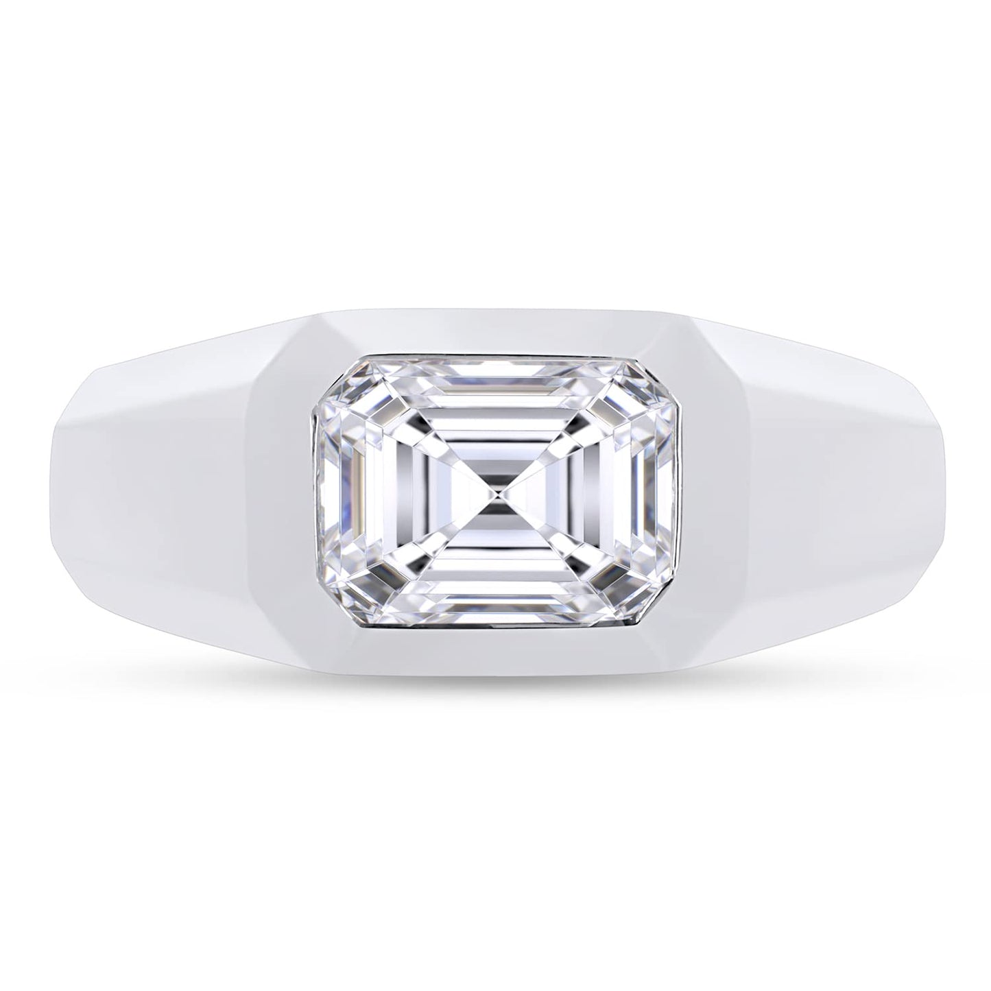 1.75 Carat Emerald Cut Lab Created Moissanite Diamond Signet Wedding Band Ring For Men In 925 Sterling Silver