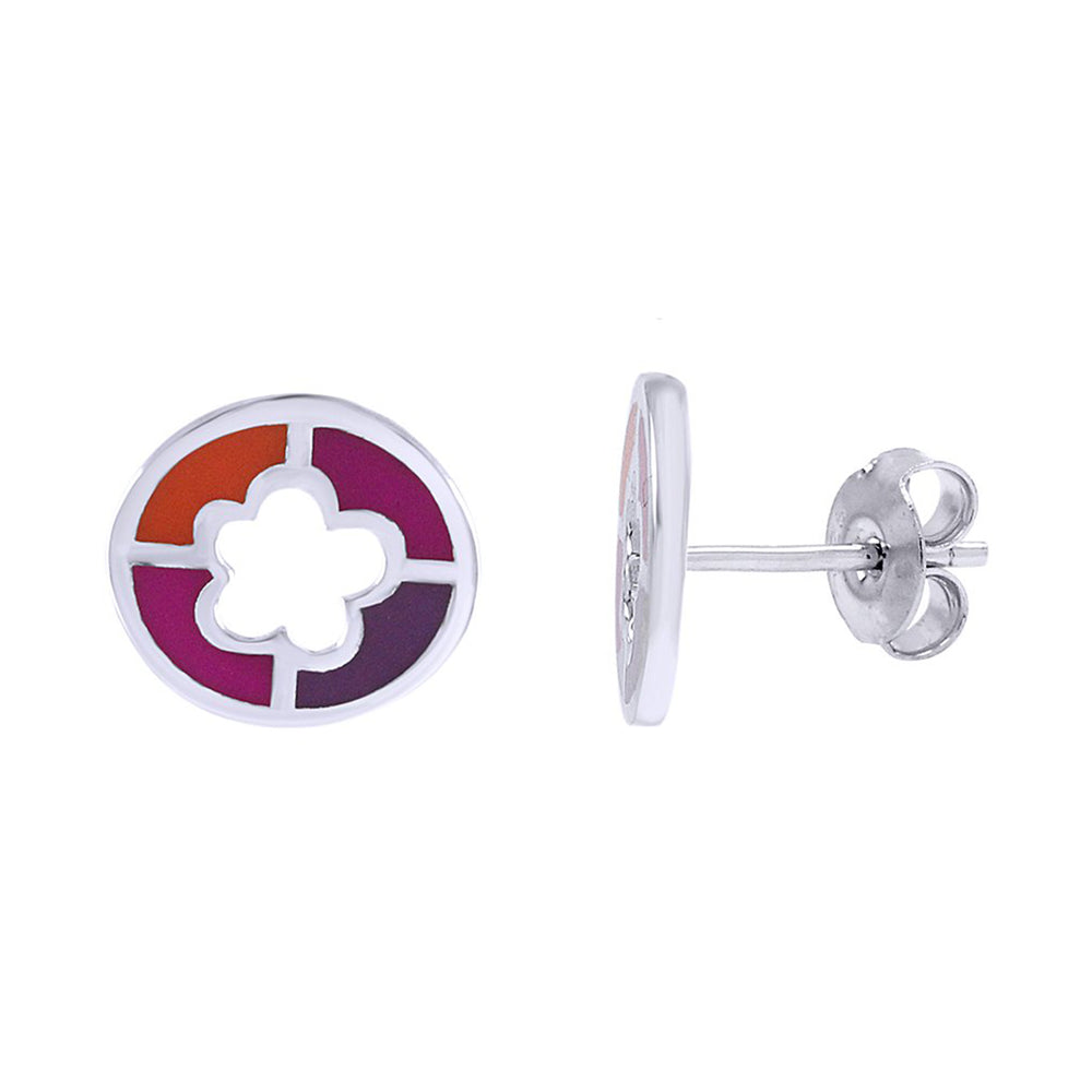 
                      
                        Colorful Enamel Flower Cut-Out Stud Post Earrings 14k Gold Over Sterling Silver
                      
                    