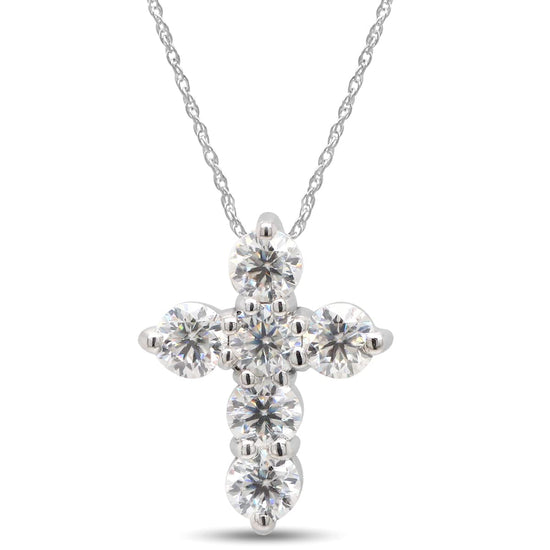 Load image into Gallery viewer, 1/2 Carat Lab Created Moissanite Diamond Cross Pendant Necklace in 10K or 14K Solid Gold For Women (0.50 Cttw)
