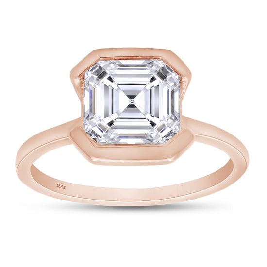 7.5MM Asscher Cut Lab Created Moissanite Diamond Solitaire Engagement Ring In 925 Sterling Silver Jewelry For Women (2 Cttw)