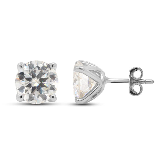 Load image into Gallery viewer, 3.50 Carat 8MM Round Cut Lab Created Moissanite Diamond Solitaire Stud Earrings In 10K Solid Gold
