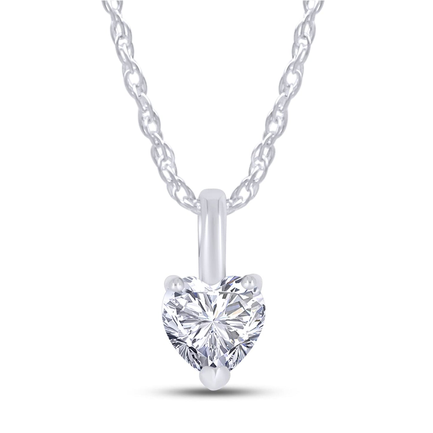 1/2 Carat 5MM Heart Cut Lab Created Moissanite Diamond Solitaire Pendant Necklace in 10K or 14K Solid Gold For Women (0.50 Cttw)