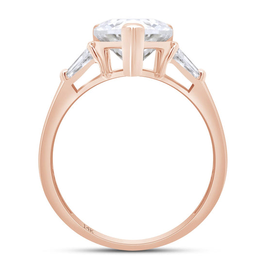 2 Carat 8MM Heart & Tapered Baguette Cut Lab Created Moissanite Diamond Promise Engagement Ring in 10K or 14K Solid Gold