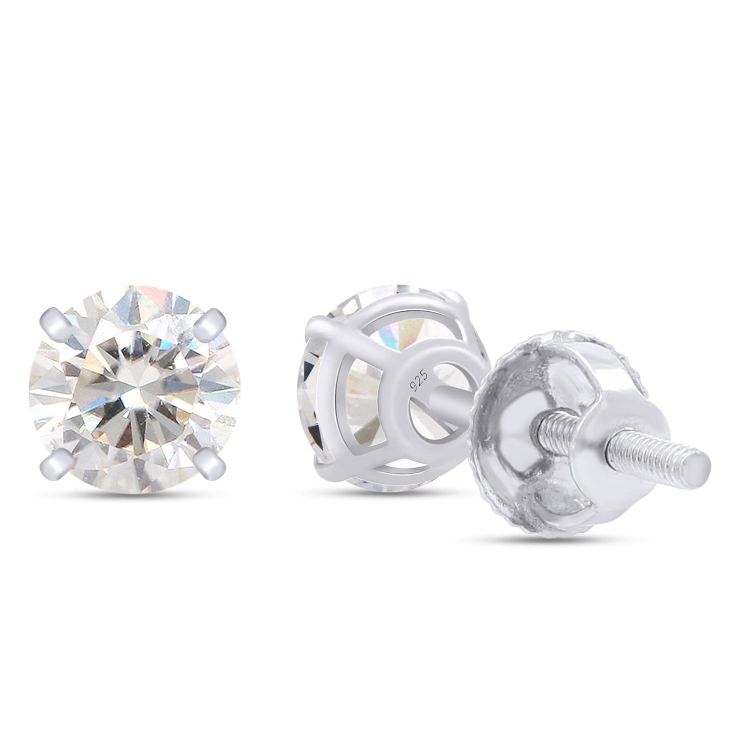4/5 Carat Lab Created Moissanite Diamond Screw Back Stud Earrings In 925 Sterling Silver (0.80 Cttw)