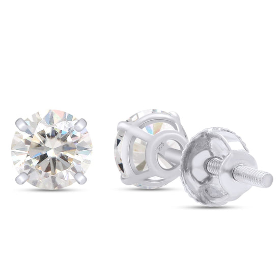 4/5 Carat Lab Created Moissanite Diamond Screw Back Stud Earrings In 925 Sterling Silver (0.80 Cttw)