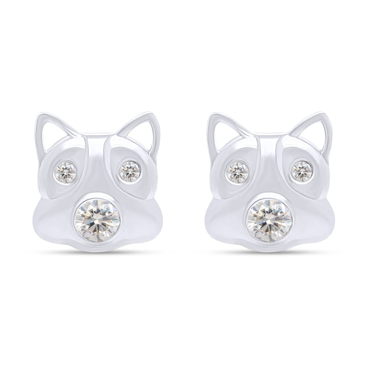 1/5 Carat Round Cut Lab Created Moissanite Diamond Push Back Pig Face Stud Earrings In 925 Sterling Silver With 10k Gold Post (0.20 Cttw)