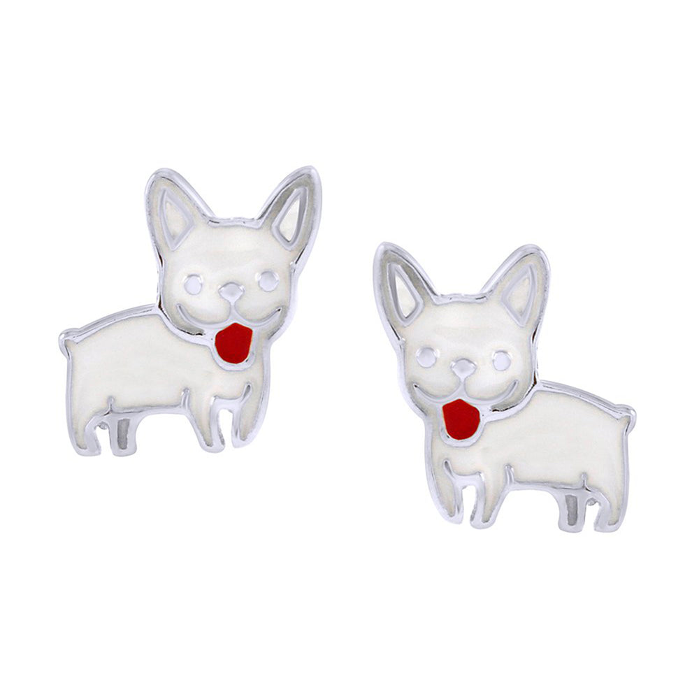 Jewelry Enamel Dog Stud Earrings 925 Sterling Silver