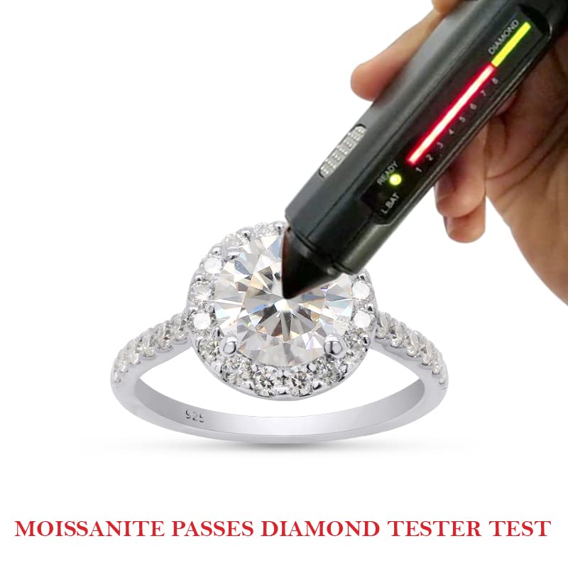 2.00 Carat Round Cut Lab Created Moissanite Diamond Halo Engagement Ring Jewelry for Women in 925 Sterling Silver