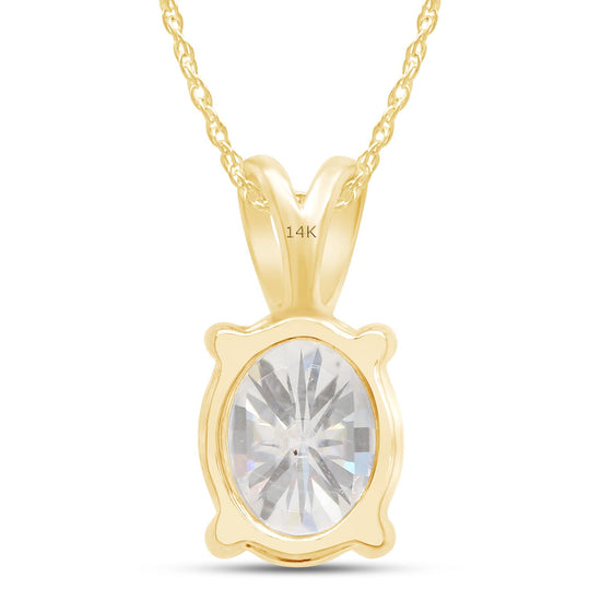 2 2/5 Carat Lab Created Moissanite Diamond Solitaire Pendant Necklace in 10K or 14K Solid Gold For Women (2.40 Cttw)