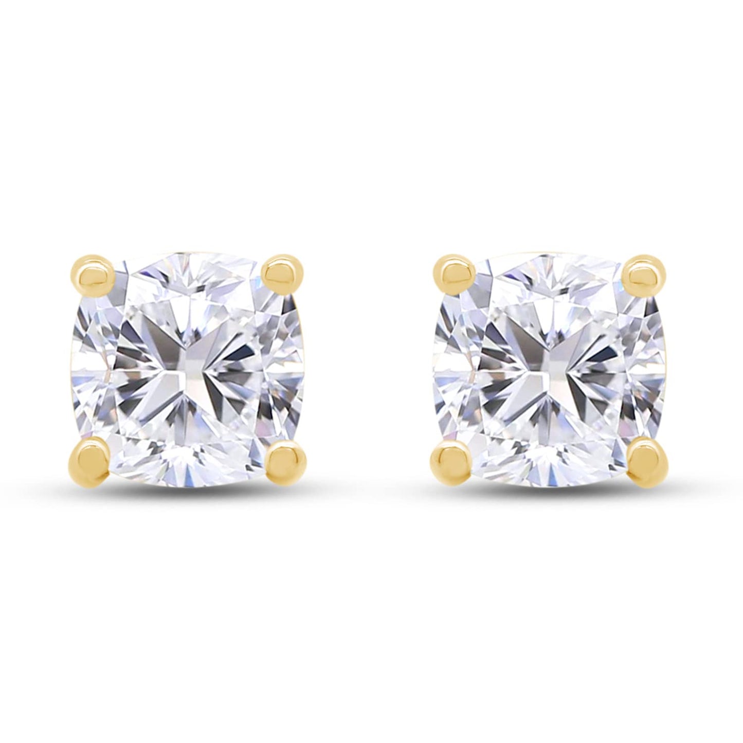 1 Carat Cushion Cut Lab Created Moissanite Diamond Push Back Solitaire Stud Earrings In 925 Sterling Silver (1 Cttw)
