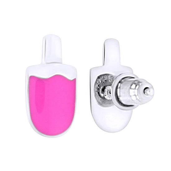 Load image into Gallery viewer, Jewelry Candy Ice Cream Pink Enamel Stud Earrings In 925 Over Sterling Silver
