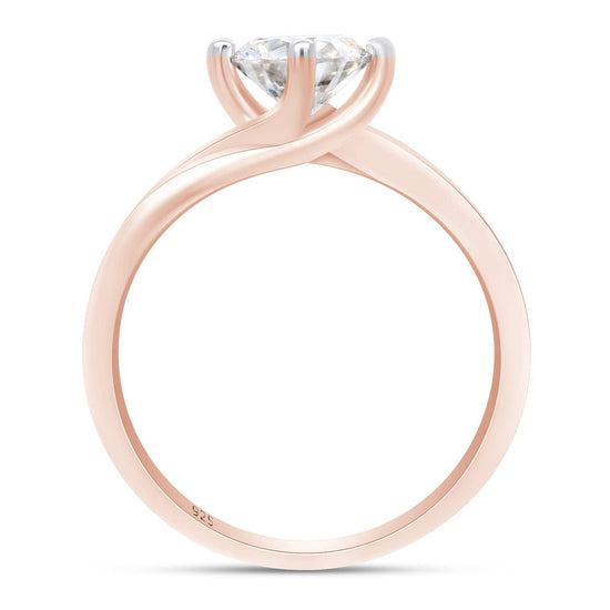 1.00 Carat Round Cut Lab Created Moissanite Diamond Solitaire Engagement Ring in 925 Sterling Silver