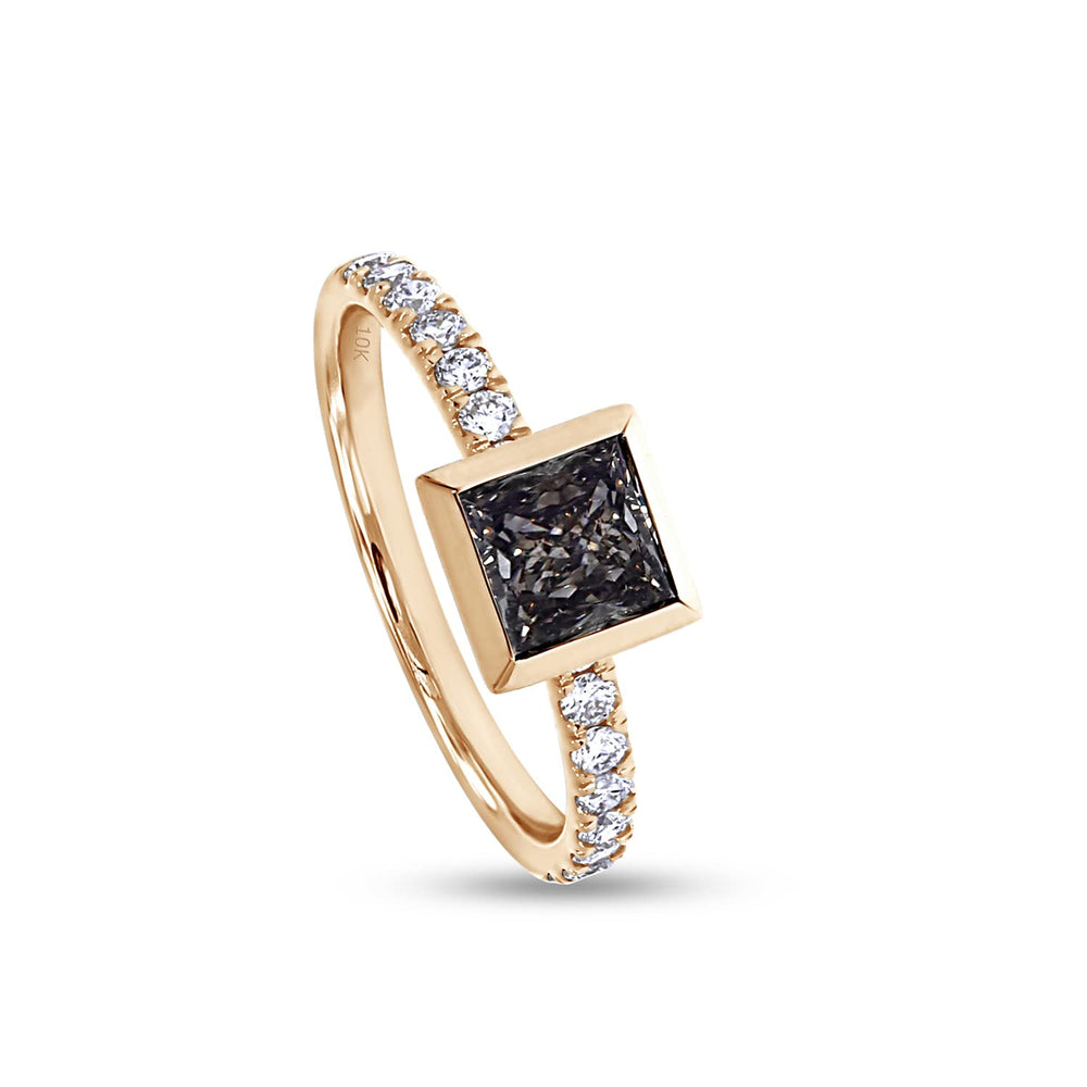 
                      
                        1.05 Ct Black Princess And 0.30 Ct G Color Round Cut IGI Certified Lab Grown Diamond Eternity Solitaire Engagement Ring In 10K Or 14K Solid Gold
                      
                    